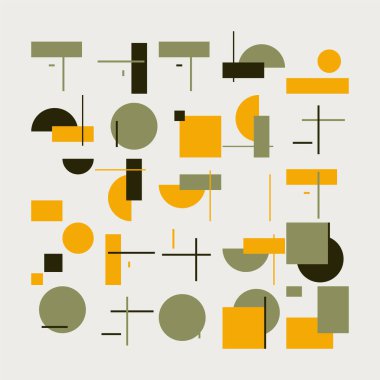 Bauhaus composition artwork made with vector abstract elements, lines and bold geometric shapes, useful for website background, poster art design, magazine front page, banners, prints cover. clipart