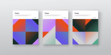 Postmodern grafik tasarım vektör kapağı seti modernizm ve minimal barbarlık tarzında oluşturuldu, poster sanatı, dergi ön sayfası, dekoratif baskı, web afişi için kullanışlı.