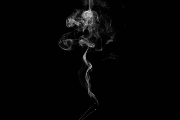 Stream Smoke White Black Background Rises Bends Makes Curls — ストック写真