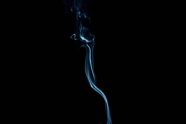 Stream Smoke White Black Background Rises Bends Makes Curls — ストック写真