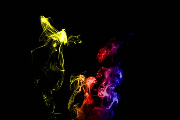 Stream Smoke White Black Background Rises Bends Makes Curls — Stock Photo, Image