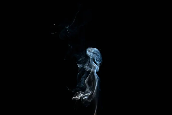 Stream Smoke White Black Background Rises Bends Makes Curls — Stock Photo, Image