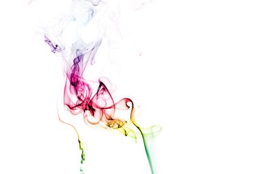 Beyaz ya da siyah arkaplanda bir duman akıntısı yükselir, eğilir ve kıvrılır