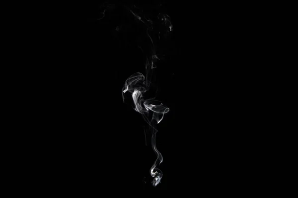 Stream Smoke White Black Background Rises Bends Makes Curls — ストック写真