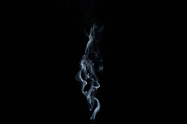 Stream Smoke White Black Background Rises Bends Makes Curls — 스톡 사진