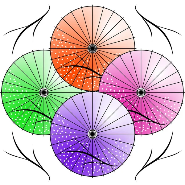 Patrón Paraguas Japonés Diferentes Colores Sobre Fondo Blanco —  Fotos de Stock
