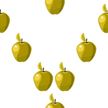 Beyaz arka planda sulu sarı olgun güzel elma deseni