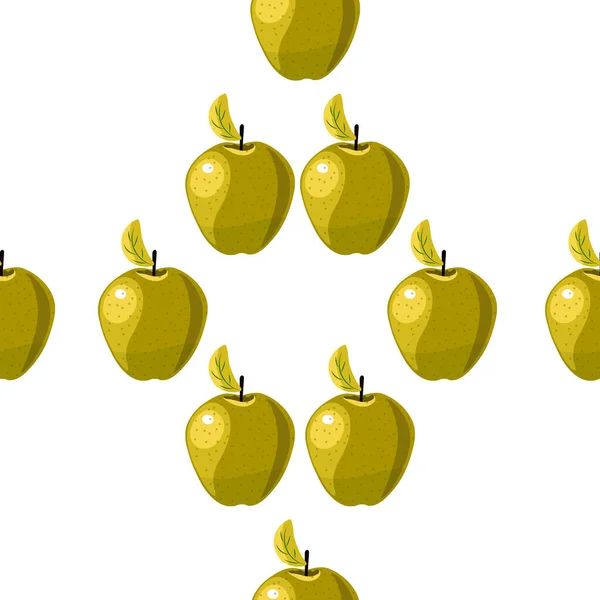 Pattern Juicy Yellow Ripe Beautiful Apple White Background — Stock Photo, Image