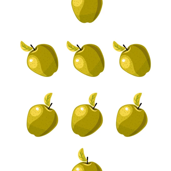 Σχέδιο Ζουμερό Κίτρινο Ώριμο Όμορφο Μήλο Λευκό Φόντο — Φωτογραφία Αρχείου
