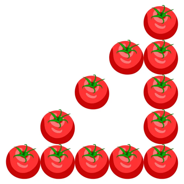 Wzór Czerwonego Soczystego Pomidora Ogonem Białym Tle — Zdjęcie stockowe