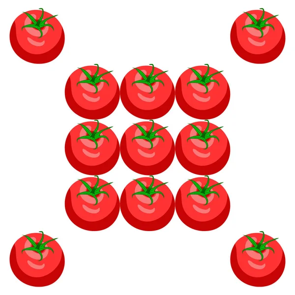 Wzór Czerwonego Soczystego Pomidora Ogonem Białym Tle — Zdjęcie stockowe