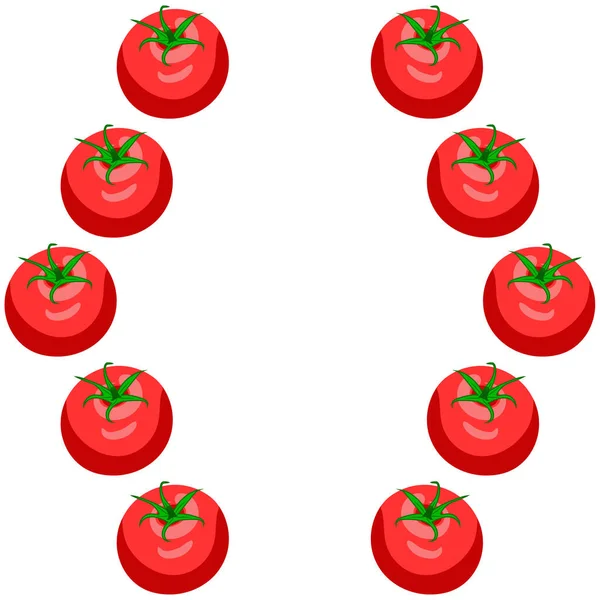 白い背景に尾のある赤いジューシーなトマトのパターン — ストック写真