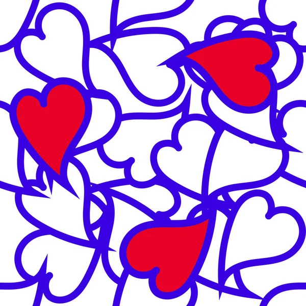 Візерунок Милих Різнокольорових Сердець Білому Тлі — стокове фото