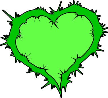 Çok renkli bir kalbin desenli çizimi, hüzünlü, neşeli, beyaz bir arka planda.