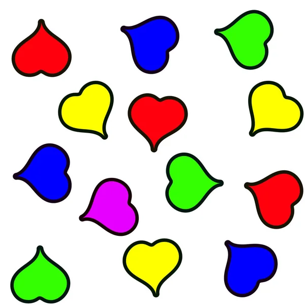 Desenho Padrão Coração Multicolorido Triste Alegre Fundo Branco — Fotografia de Stock