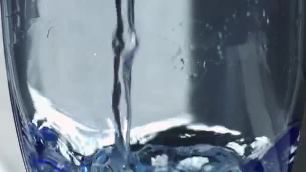 Water Pours Glass Water Poured Transparent Glass Water Pours Slowly — Stock Video