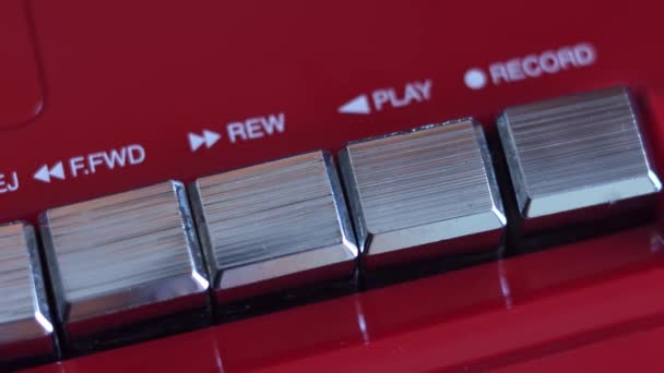 Naciśnij Przycisk Play Magnetofon Palec Naciśnie Przycisk Play Magnetofon — Wideo stockowe