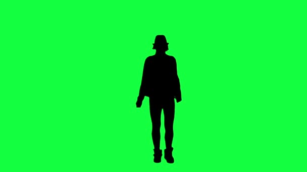 Silhouette Girl Hat Dancing King Pop Chroma Key Background Silhouette — Stock Video