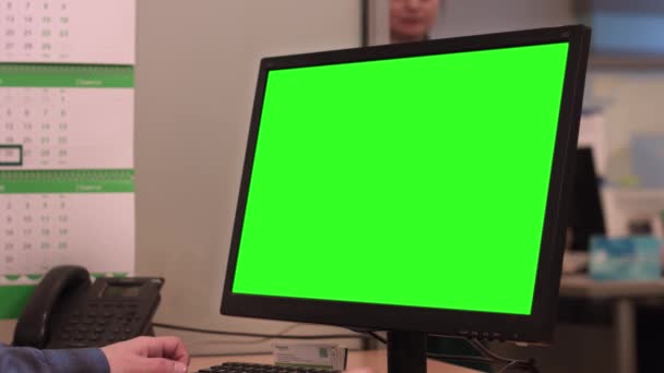 Monitor Mit Chromekey Büro Alpha Kanal Auf Dem Büromonitor — Stockvideo