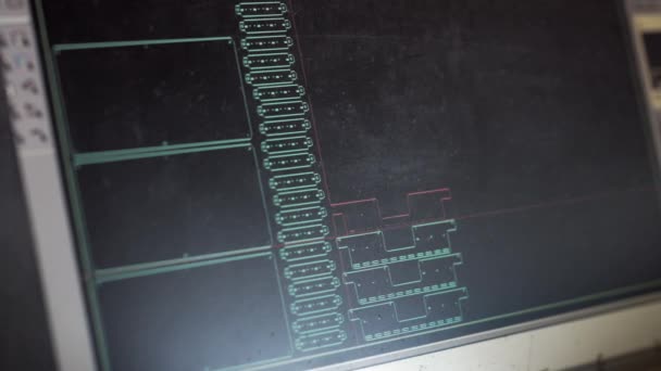 Primer Plano Una Pantalla Máquina Cnc Visualización Una Máquina Láser — Vídeos de Stock