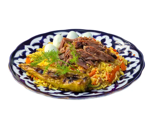 Pilau Met Eieren Groenten Traditionele Oezbeekse Keuken Midden Oosten Asia — Stockfoto