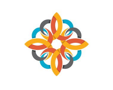 Renkli mavi turuncu çiçek kurdelesi