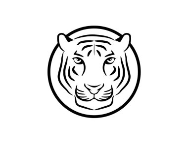 Siyah gri tonlu kaplan kafasının simetrik ön tarafı