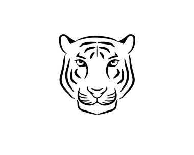 Siyah gri tonlu kaplan kafasının simetrik ön tarafı