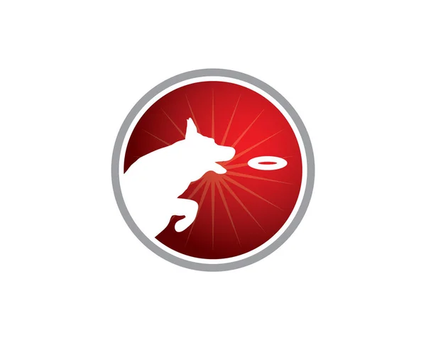 Logo Des Hundetrainingszentrums Hund Silhouette Springen Und Fast Fangen Einen — Stockvektor