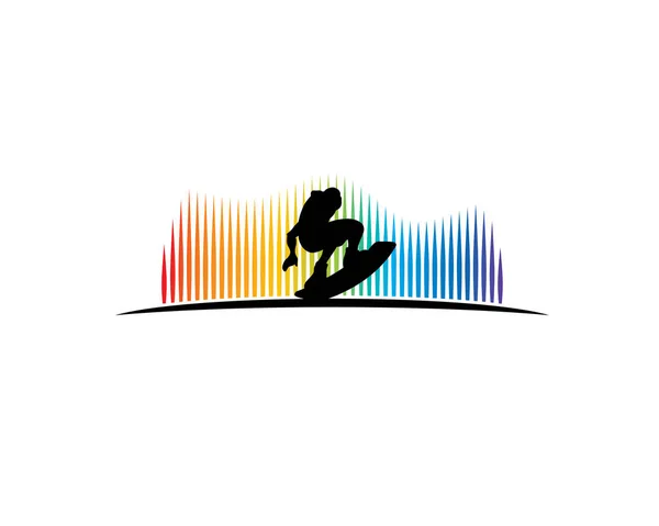 Silhouette Homme Jouant Snowboard Devant Aurora Borealis — Image vectorielle