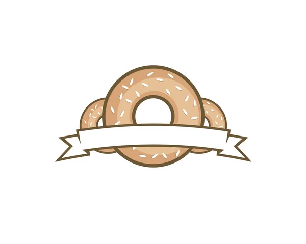 Três Pão Bagel Com Fita Branca Como Logotipo Retro Emblema —  Vetores de Stock