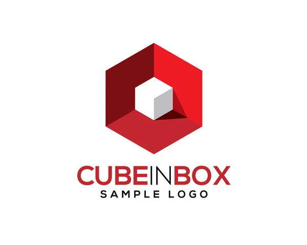 Blanc Cube Dimensions Intérieur Boîte Hexagonale Rouge Avec Lumière Ombre — Image vectorielle
