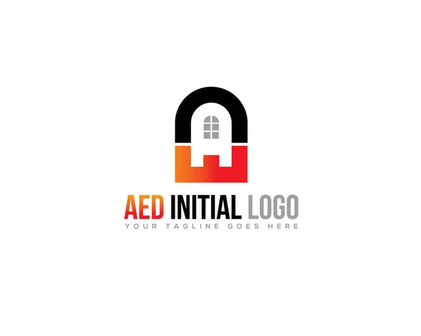 Carta Aed Black Red Initial Company Logo —  Vetores de Stock