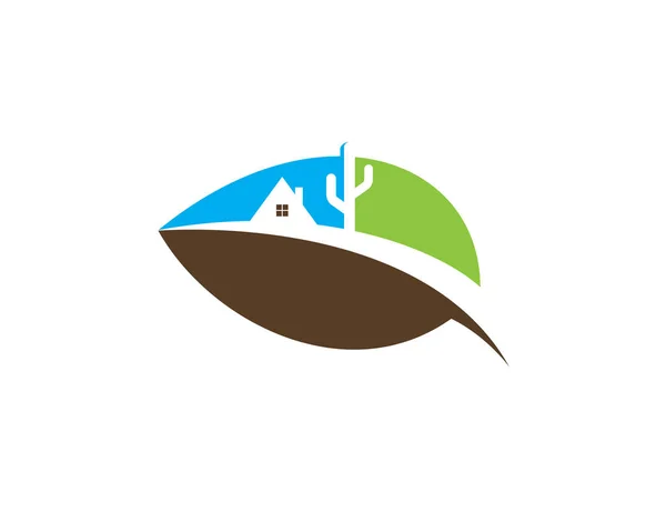Desert Natural Environment Real Estate Logo — Stock Vector