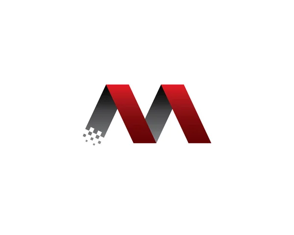 Veri ve teknoloji logosu için modern harf M kurdelesi ilk monogram