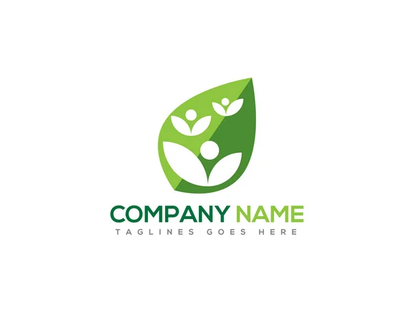 Flower Leaf People Company Name Logo — 스톡 벡터