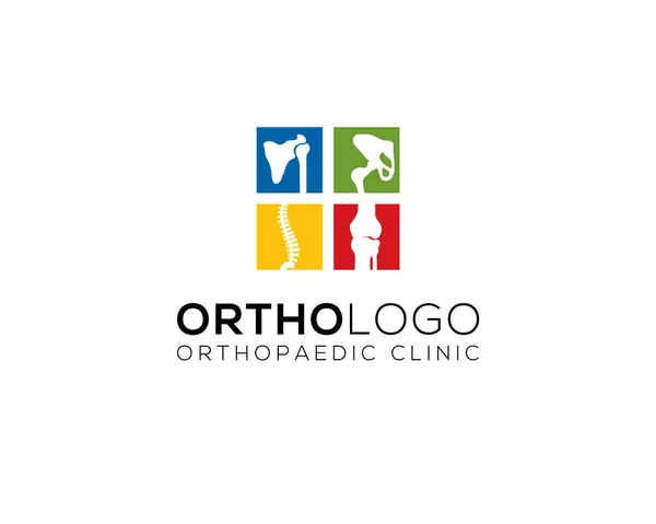 Kayropraktik ve ortopedik klinik logosu için dört renkli insan kemiği eklemi.