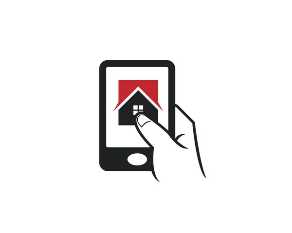 Cell Phone Touch Apps Icon House Real Estate Home Architecture — 스톡 벡터
