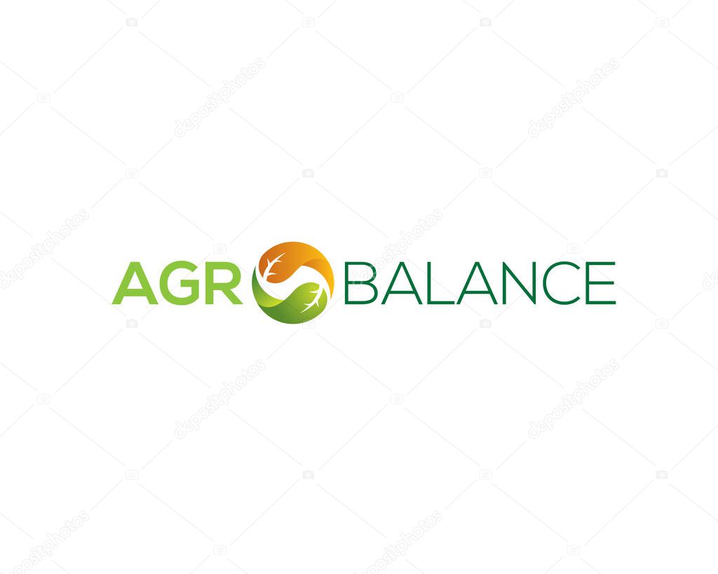 wordmark logo agro balance with yinyang leaves