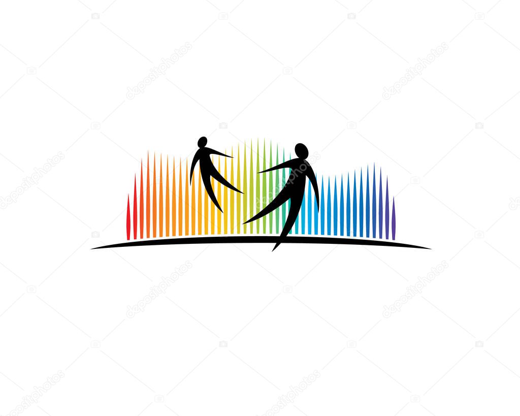 Two people floating flying jumping in the air with aurora borealis as background