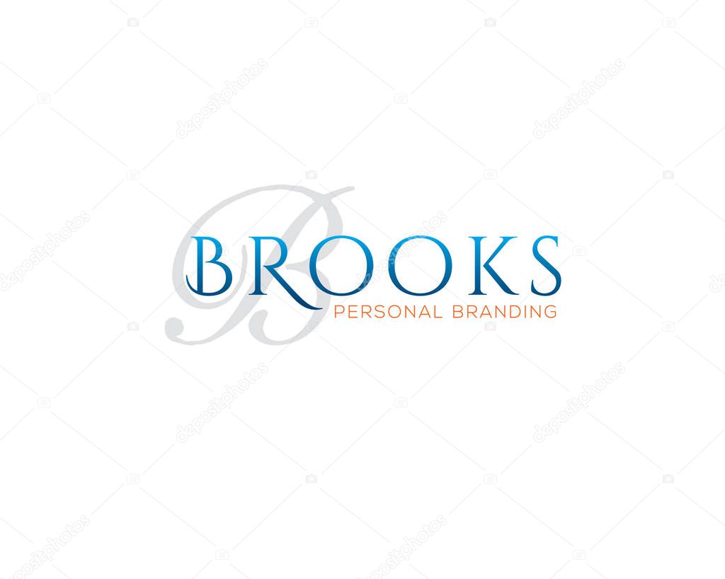 Brooks classic wordmark logotype for personal wedding branding