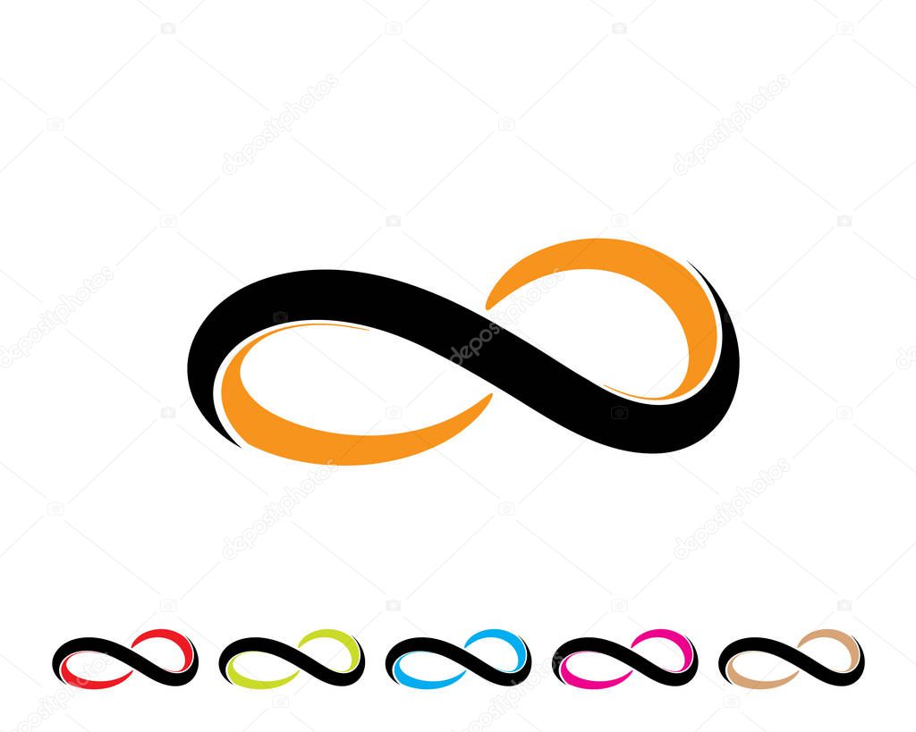 simple infinity symbol as folding ribbon in two color black and orange
