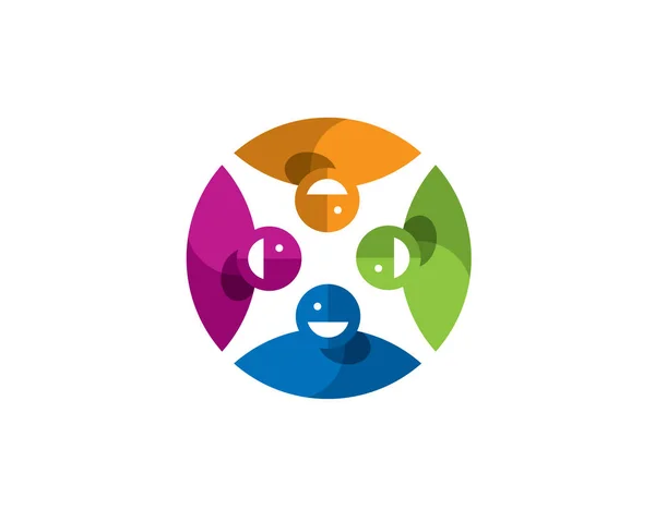 Icône Logo Plat Simple Coloré Quatre Personnes Figure Effectuant Position — Image vectorielle