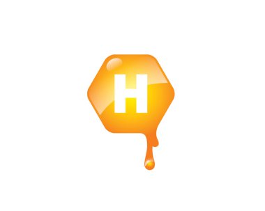 Parlak arı kovanı şeklinde bal damlıyor içinde H harfi var.