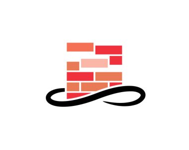 Classic colorful brick showing stacking in masonry process with infinity sign. vector