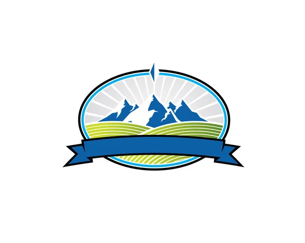Emblem Coat Arm Illustration Logo Icy Snowy Blue Mountain Uppon — Stock Vector