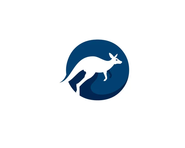 Kangur Biegnie Przed Okrągłym Niebieskim Kształtem Cieniem — Wektor stockowy