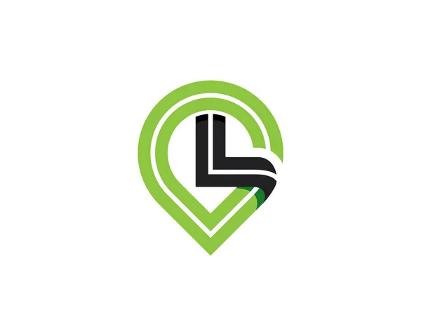 Monograma Anagrama Lettermark Logotipo Letra Ponto Localização Gps — Vetor de Stock
