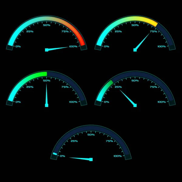 Power or Speed Meter Dashboard Gauge — Stock Vector