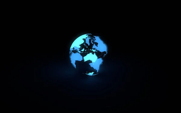 Abstrato azul brilhando globo da terra no fundo preto — Fotografia de Stock